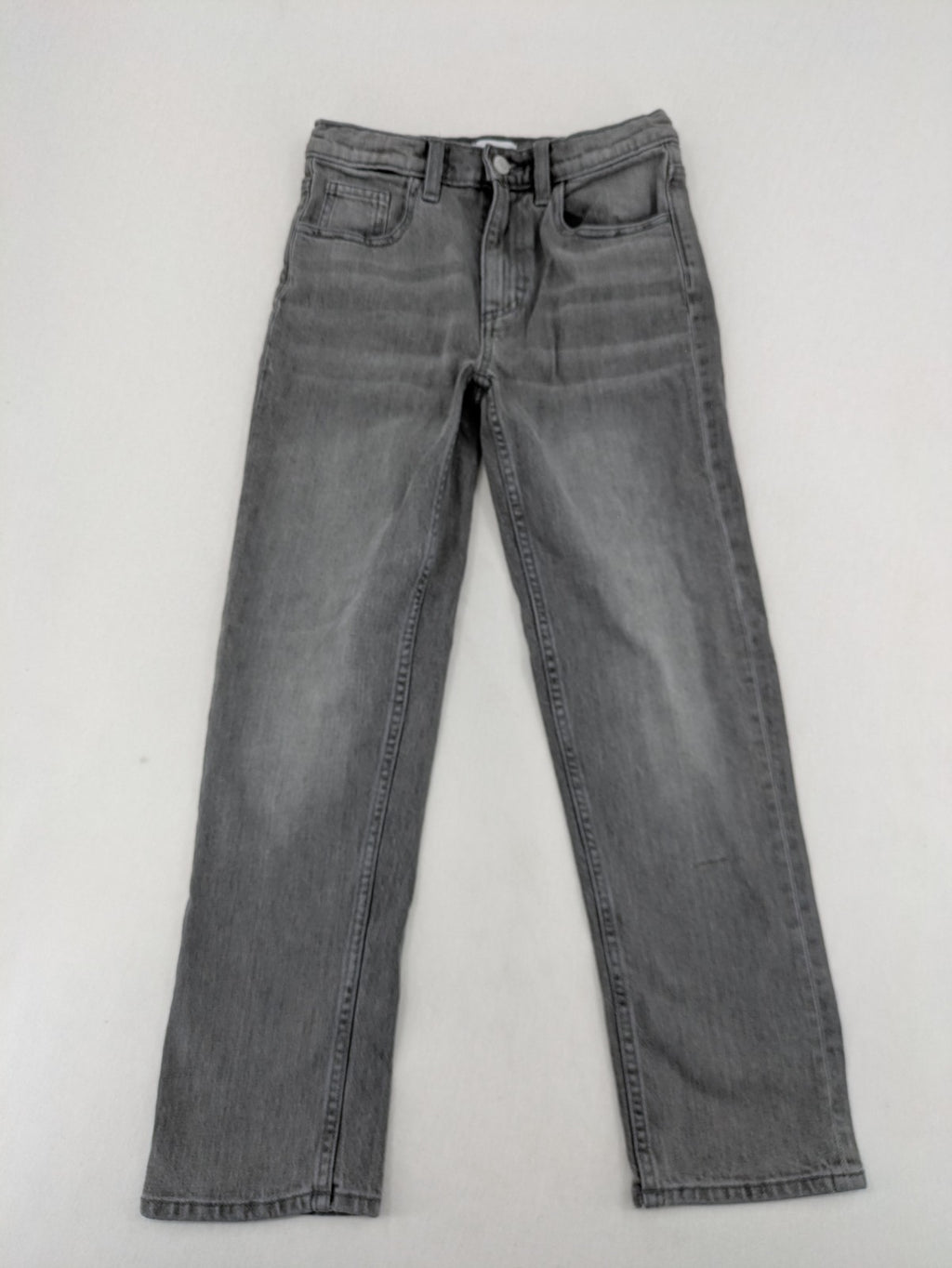 Old Navy navy straight jeans with adjustable waistband and classic 5-pocket design.