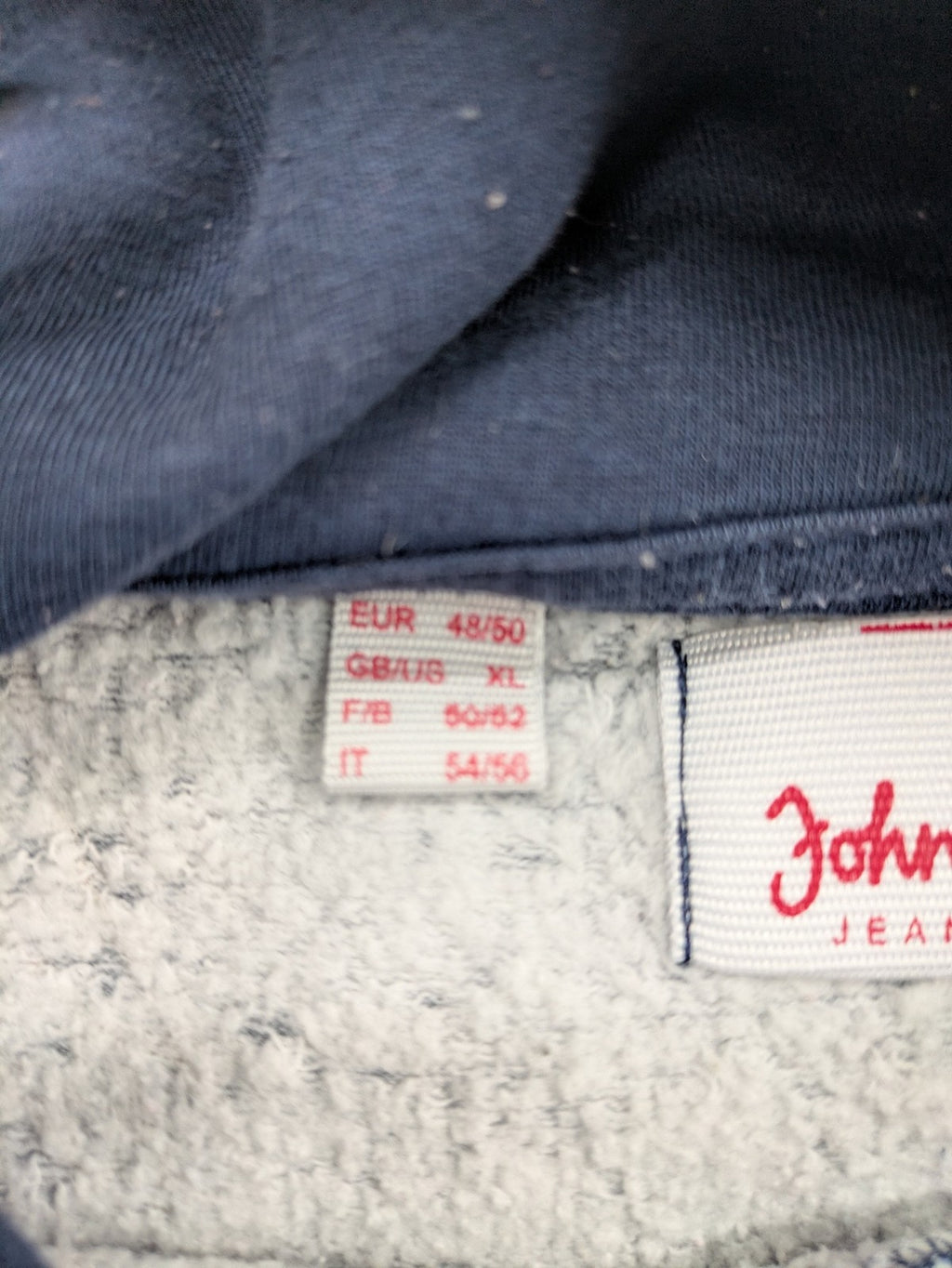 john baner orange turtle neck jumper blue leaf print on dark navy base