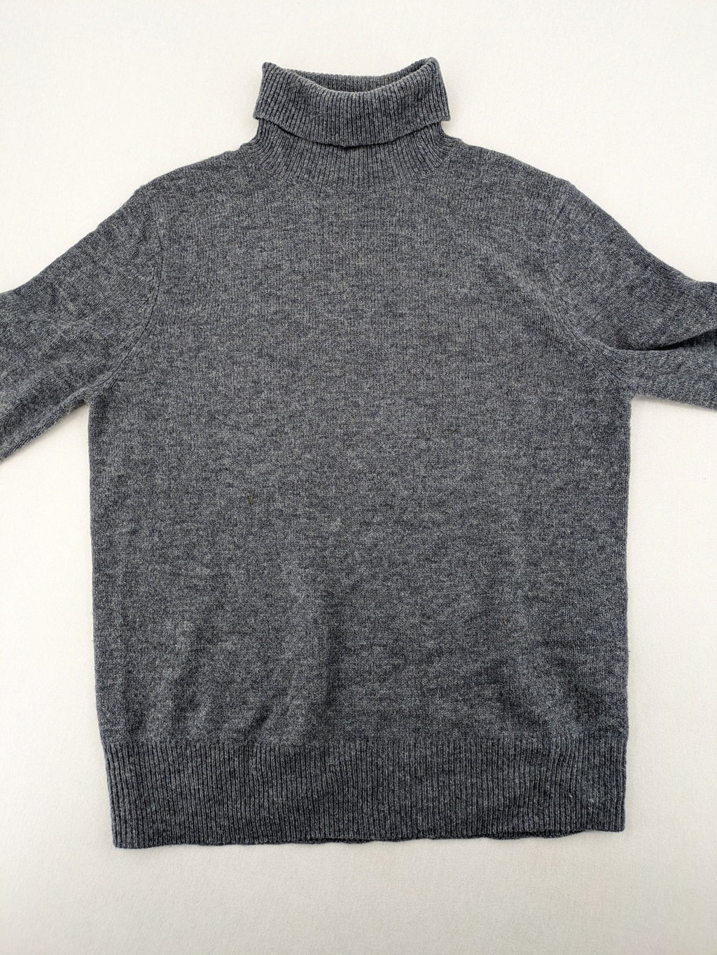 Brookshire grey turtle neck jumper ribbed cuffs and hem soft wool blend