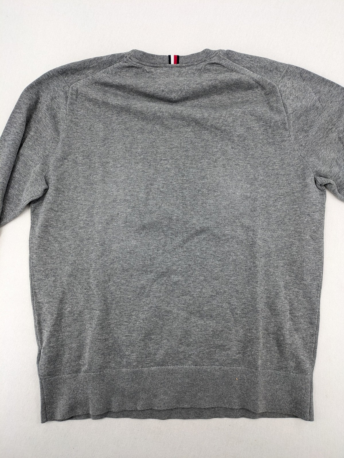 Tommy Hilfiger grey turtle neck jumper with embroidered flag logo, soft cotton blend.