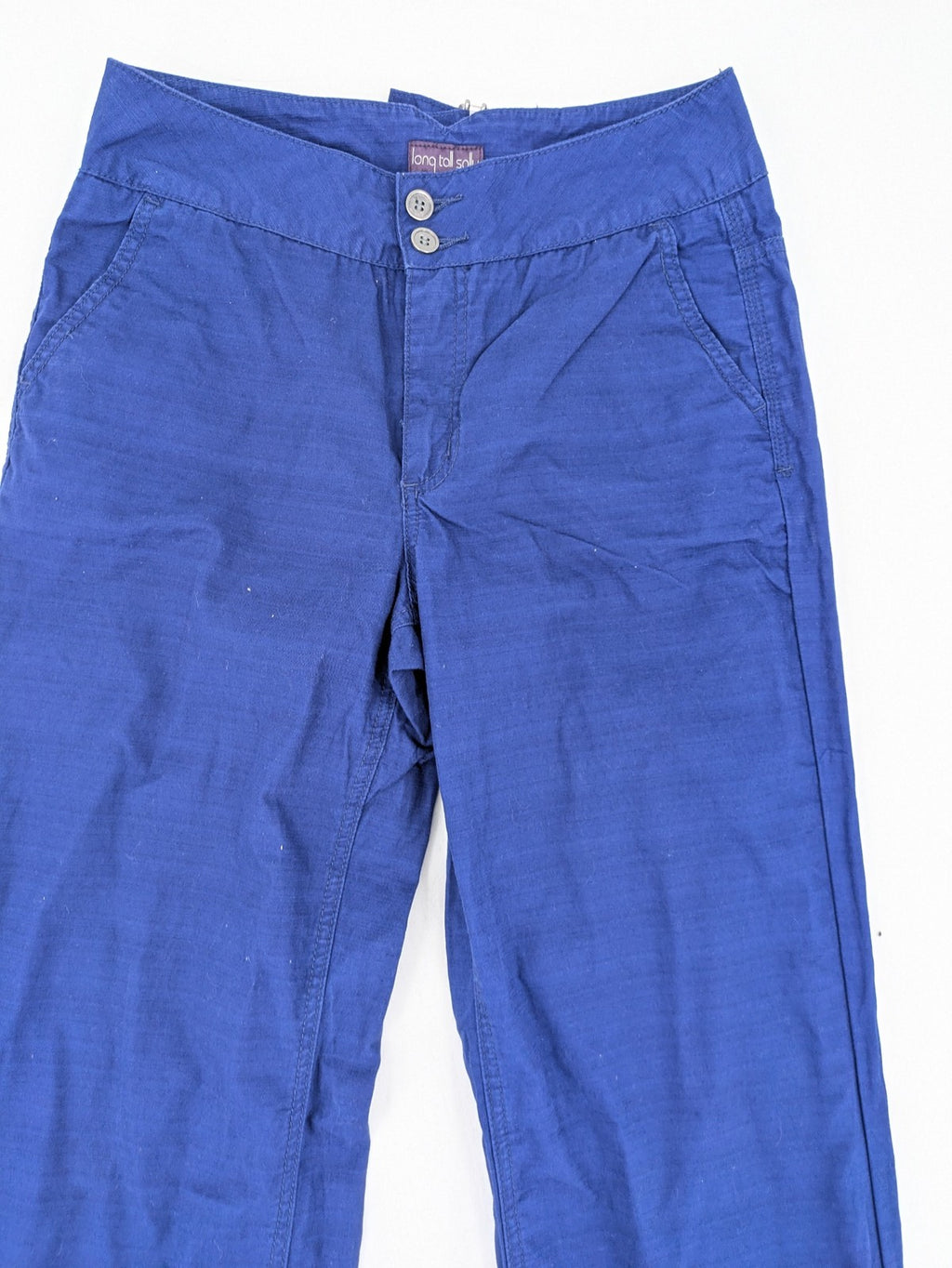 Long Tall Sally blue wide leg pants 100% cotton two-button closure