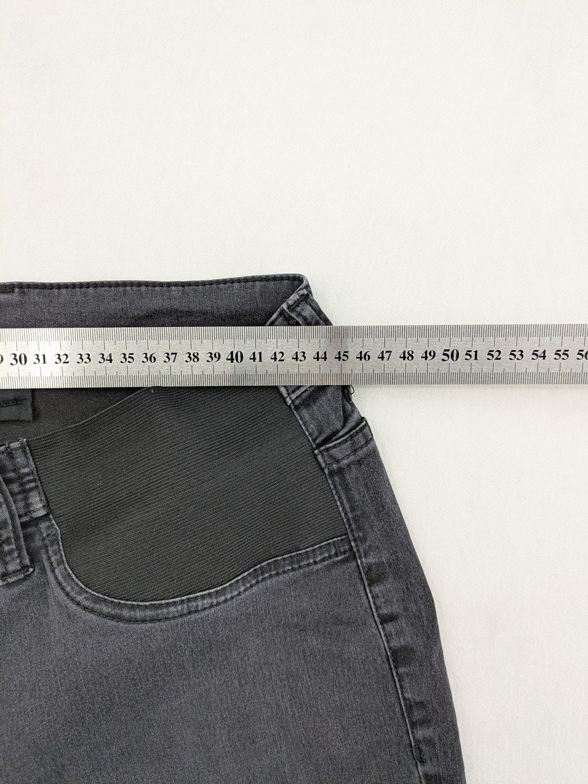 Bpc Selection grey maternity jeans, stretch denim, classic 5-pocket style, elastic waistband.