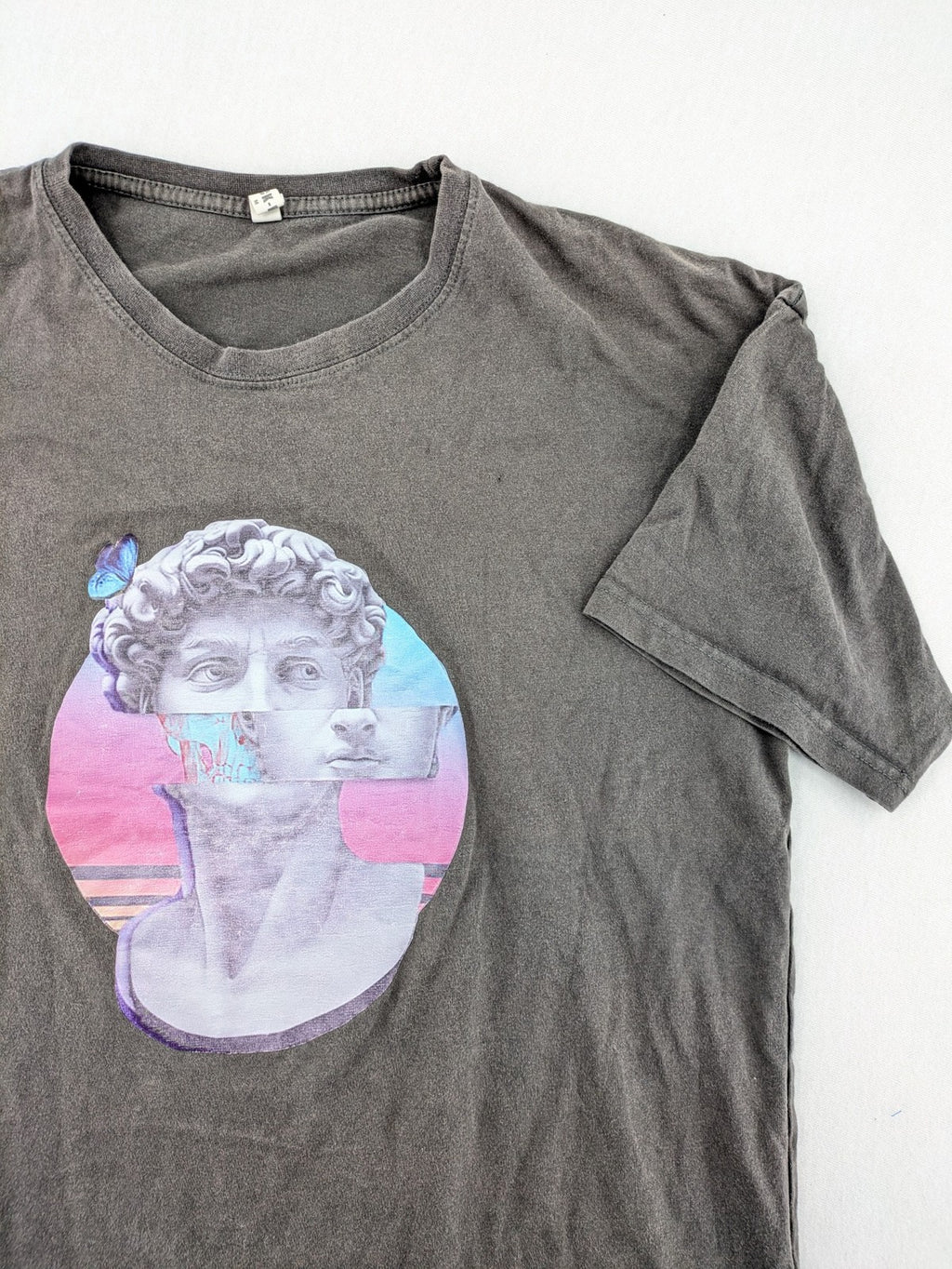 SUCK-MY multi long sleeve t-shirt featuring Michelangelo's David in Vaporwave graphic print.