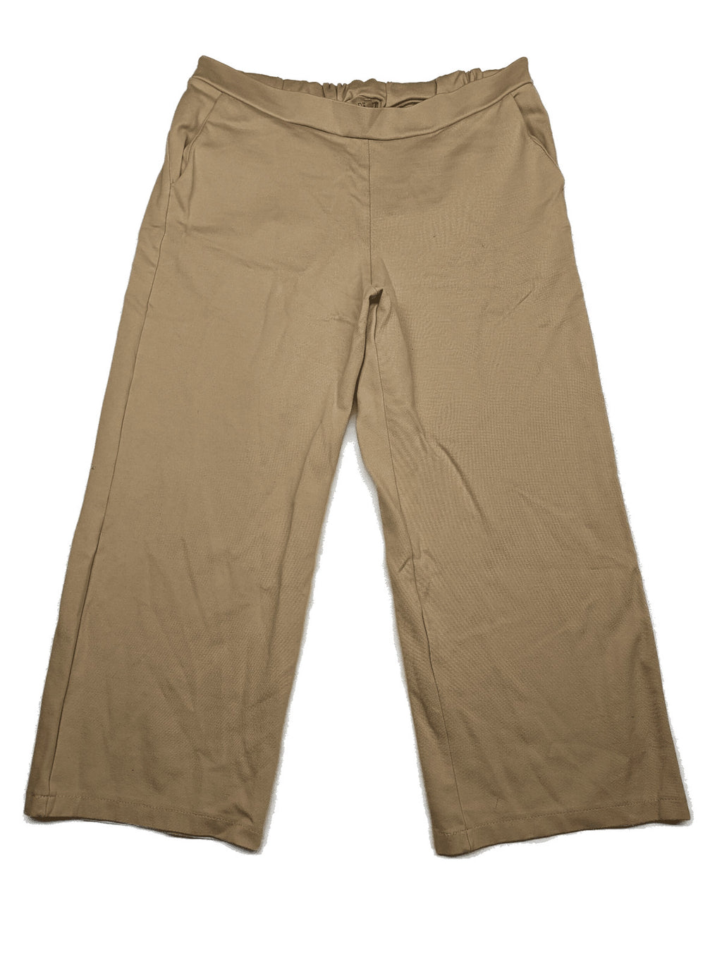 ESViViD beige culotte pants wide leg pull-on design with elastic waistband and side pockets
