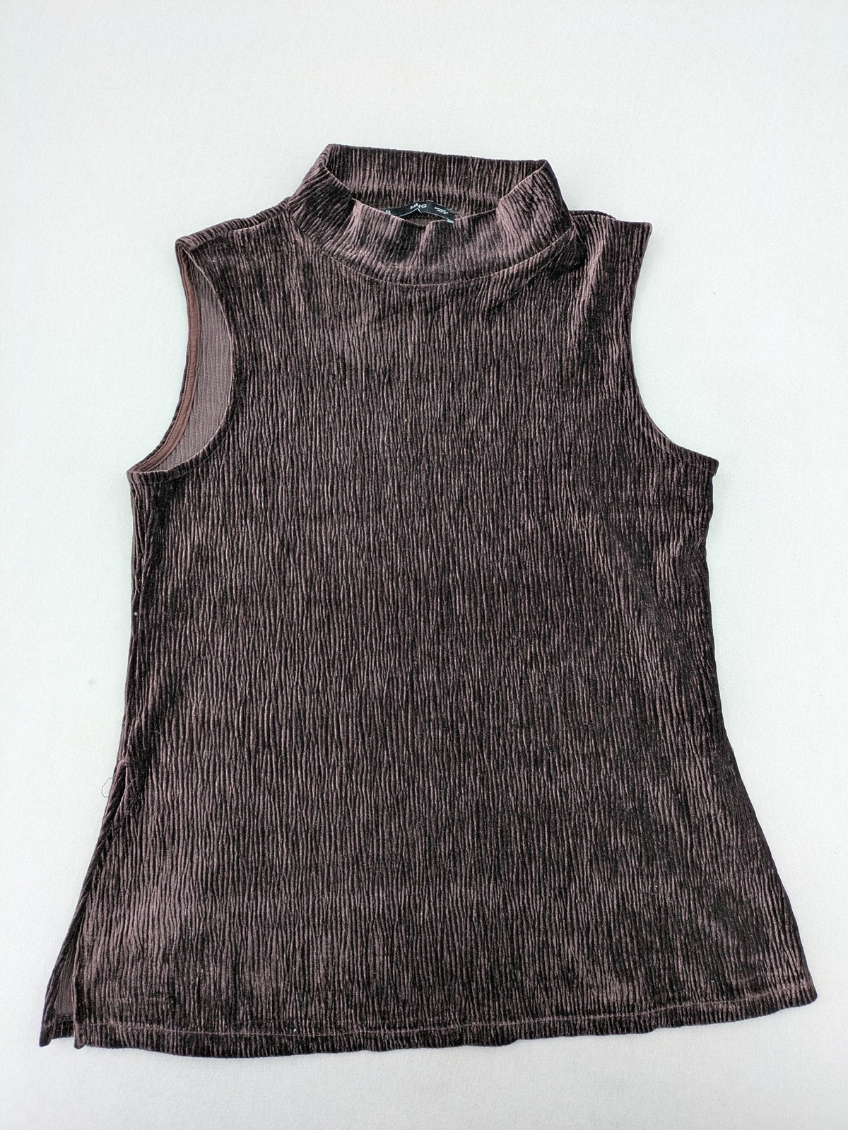 MNG purple A-line dress with standing collar, crinkle velvet texture.