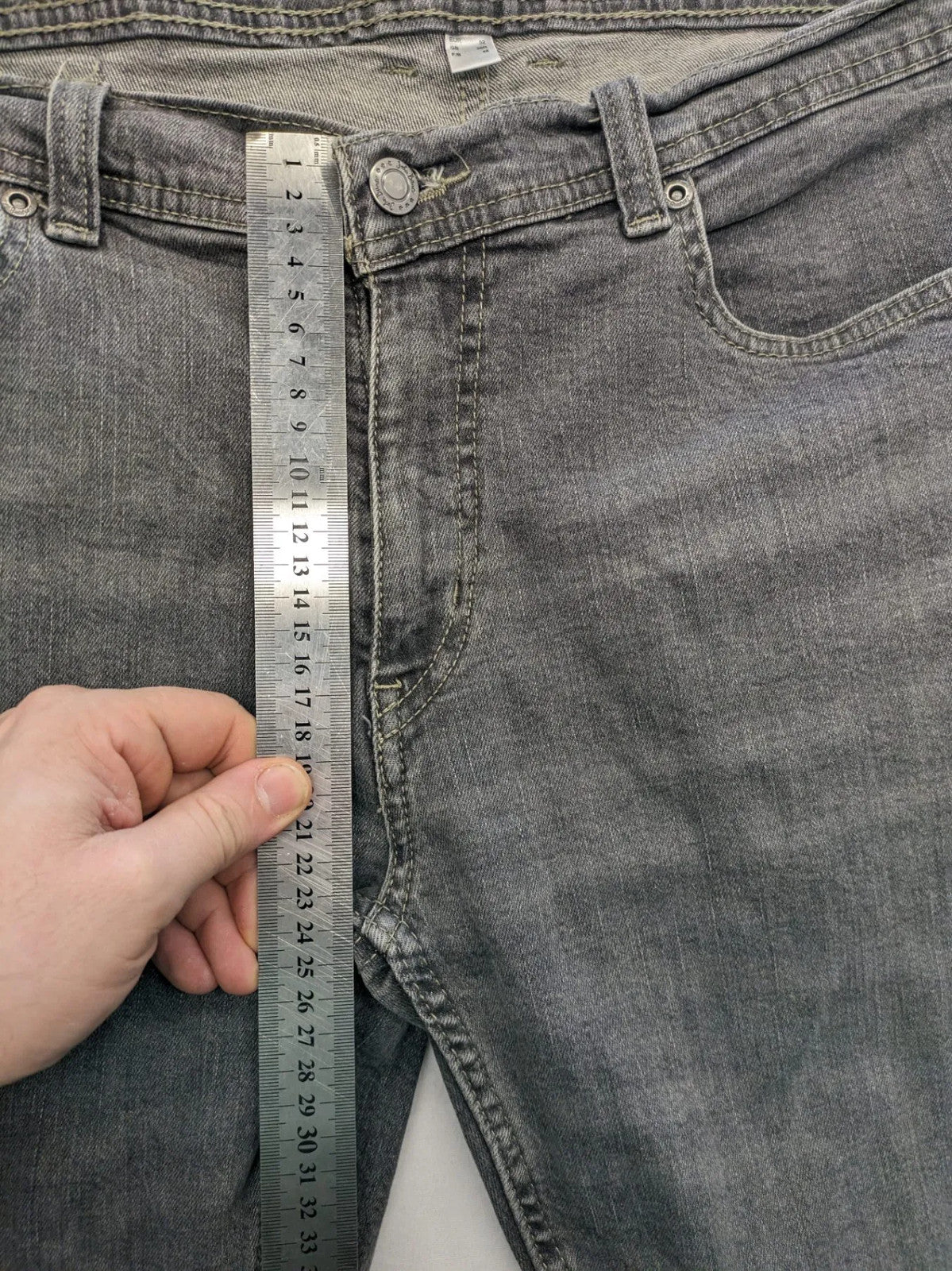 john baner grey straight jeans 5-pocket design used look cotton blend