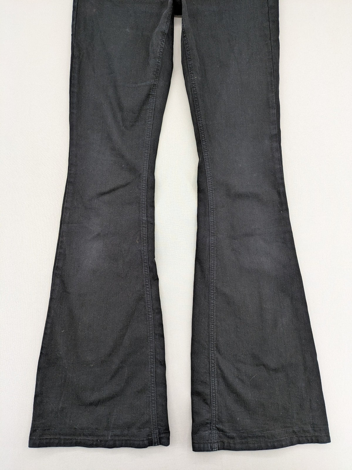 Topshop black Jamie flare jeans high waist stretch denim with classic silhouette.