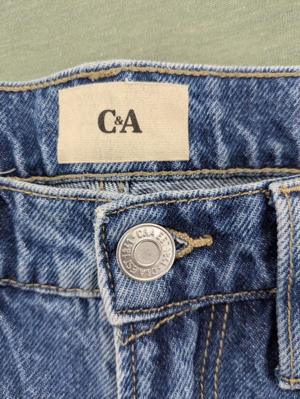 C&A blue straight jeans relaxed fit classic 5-pocket design durable denim material