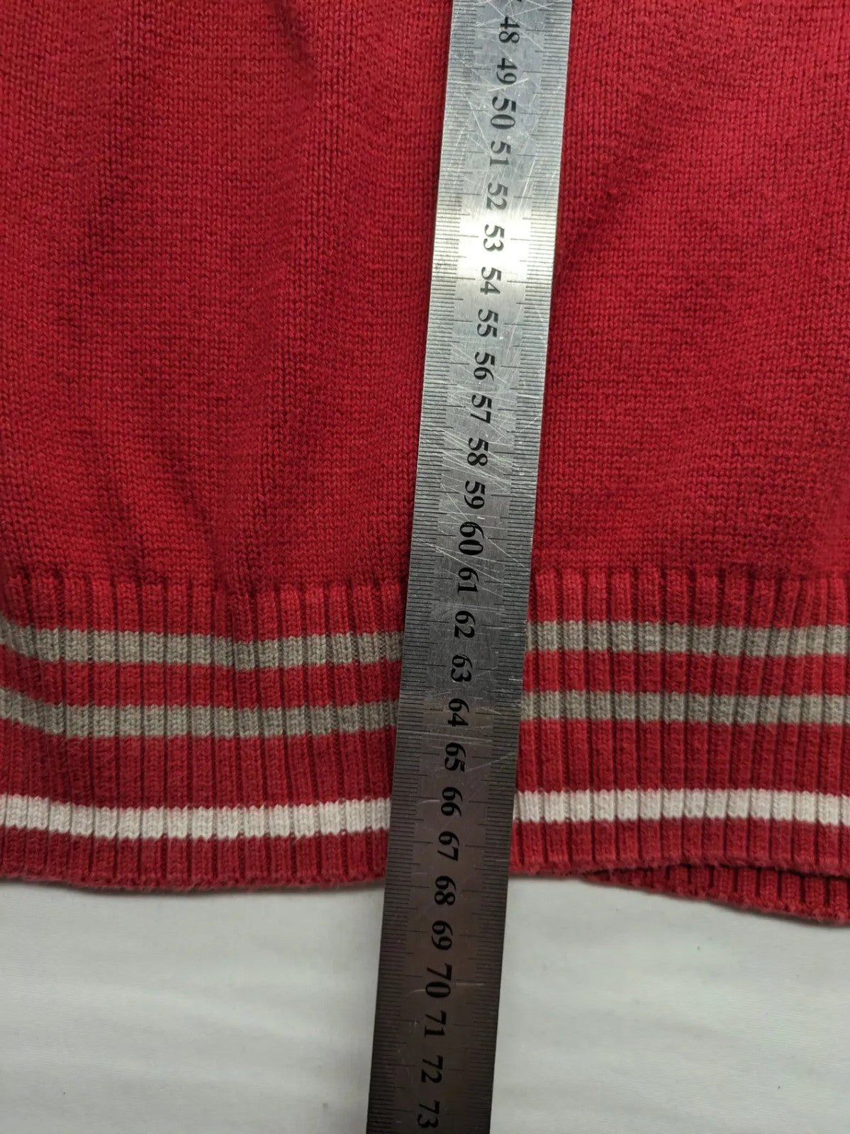 Tom Tailor black and red turtle neck jumper with "Holiday Camp" chenille patch and striped cuffs.