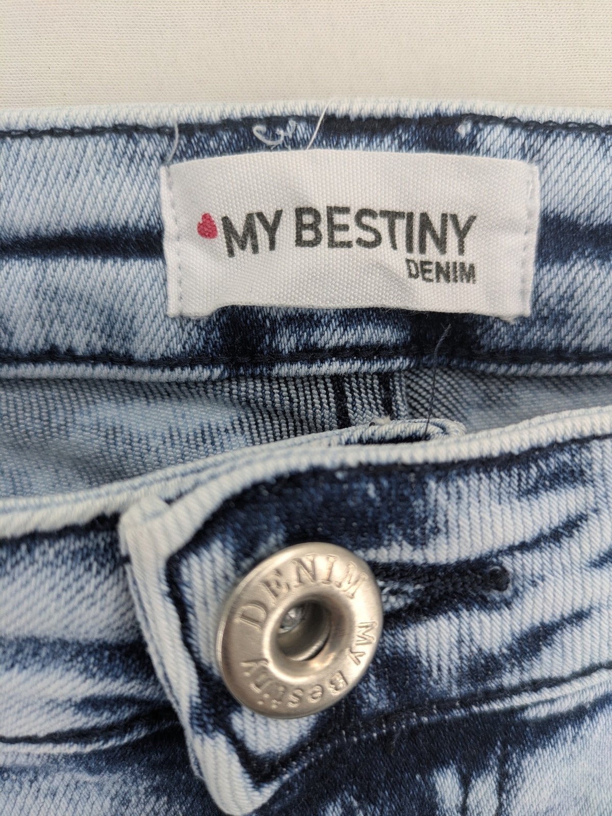 My Bestiny blue straight jeans acid wash finish five-pocket design stretchy cotton blend