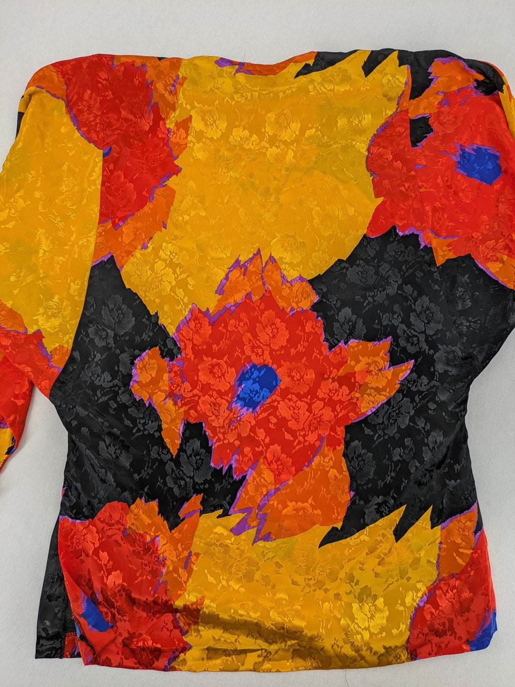 NGT orange vintage top abstract floral pattern black jacquard fabric 100% polyester