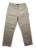 Pull&Bear beige carpenter pants with classic zipper, belt loops, and durable cotton material.
