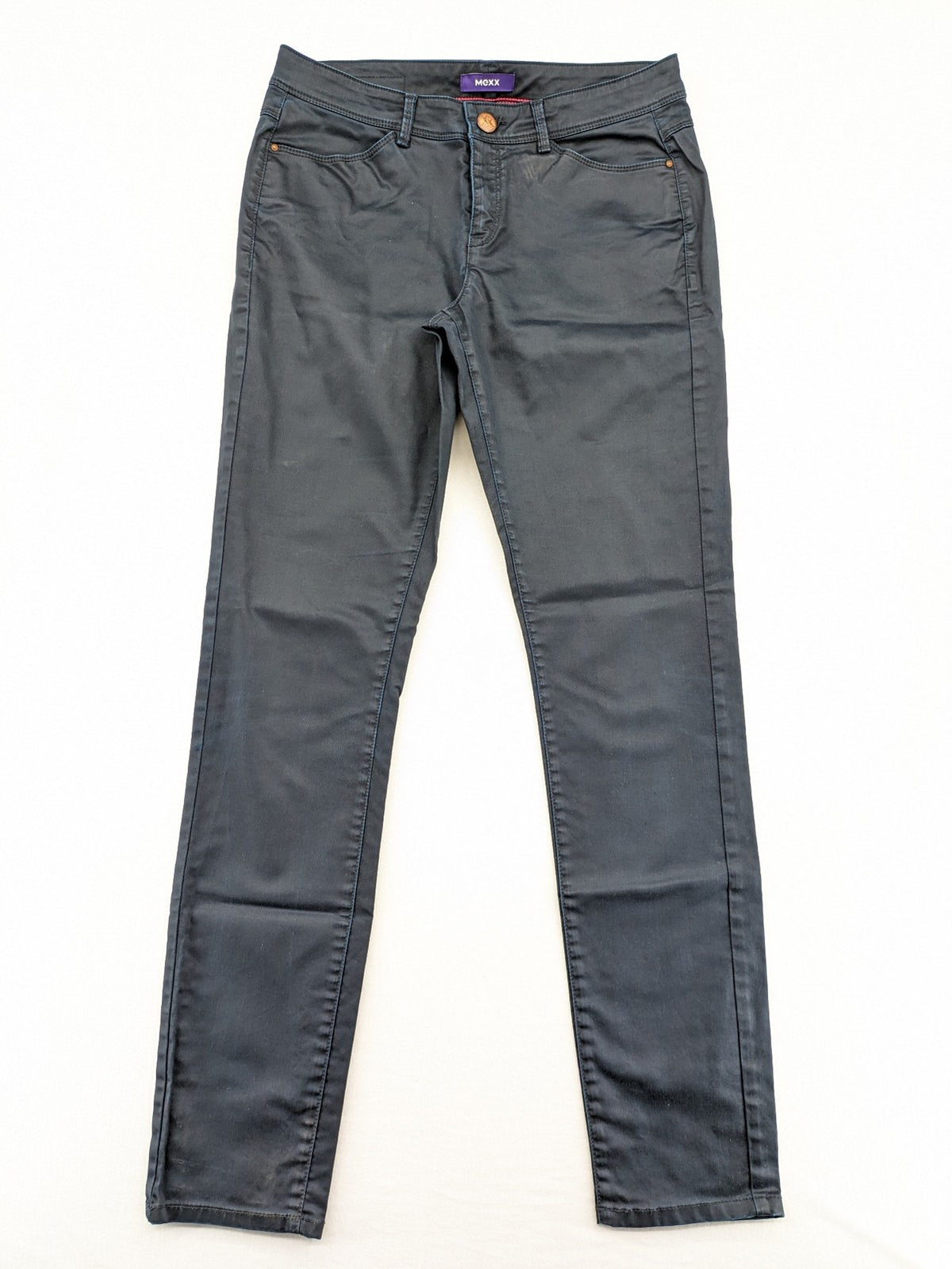 Mexx grey pants slim fit cotton-elastane blend with stylish design details.