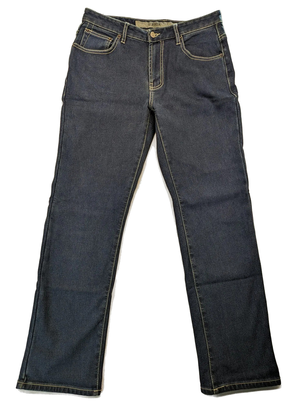Eagle N°7 blue straight jeans with five-pocket design and soft thermal lining.