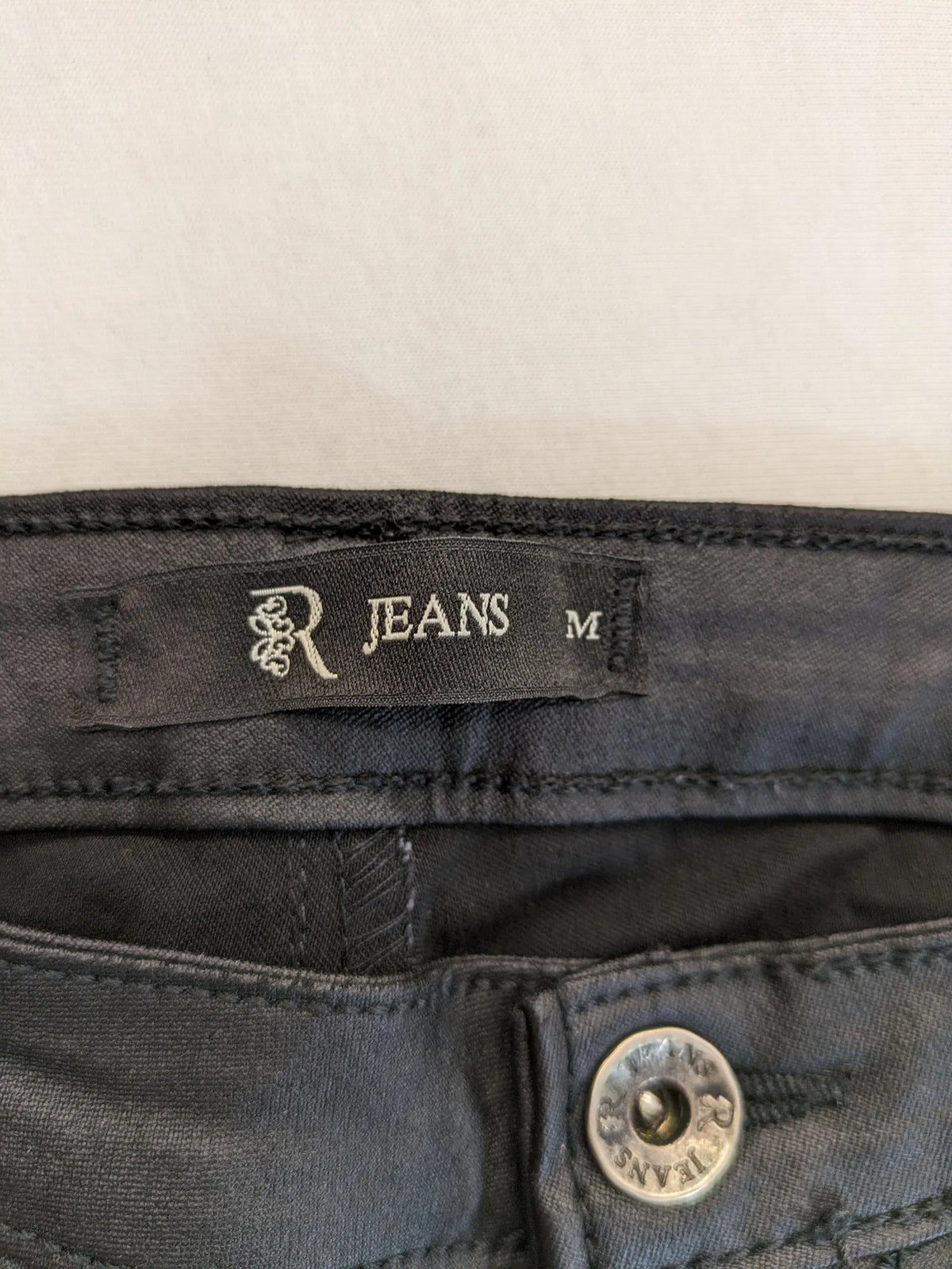 Rinascimento black straight jeans faux leather look skinny fit with glossy finish