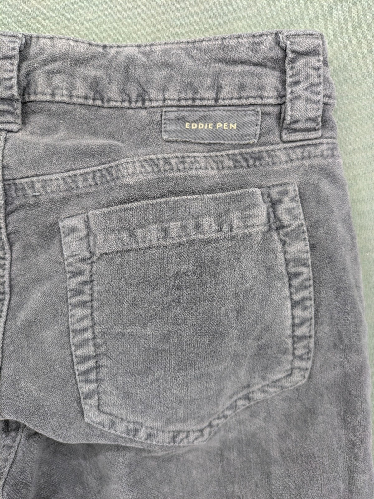 Eddie Pen grey cord pants 5-pocket design stretch cotton fabric