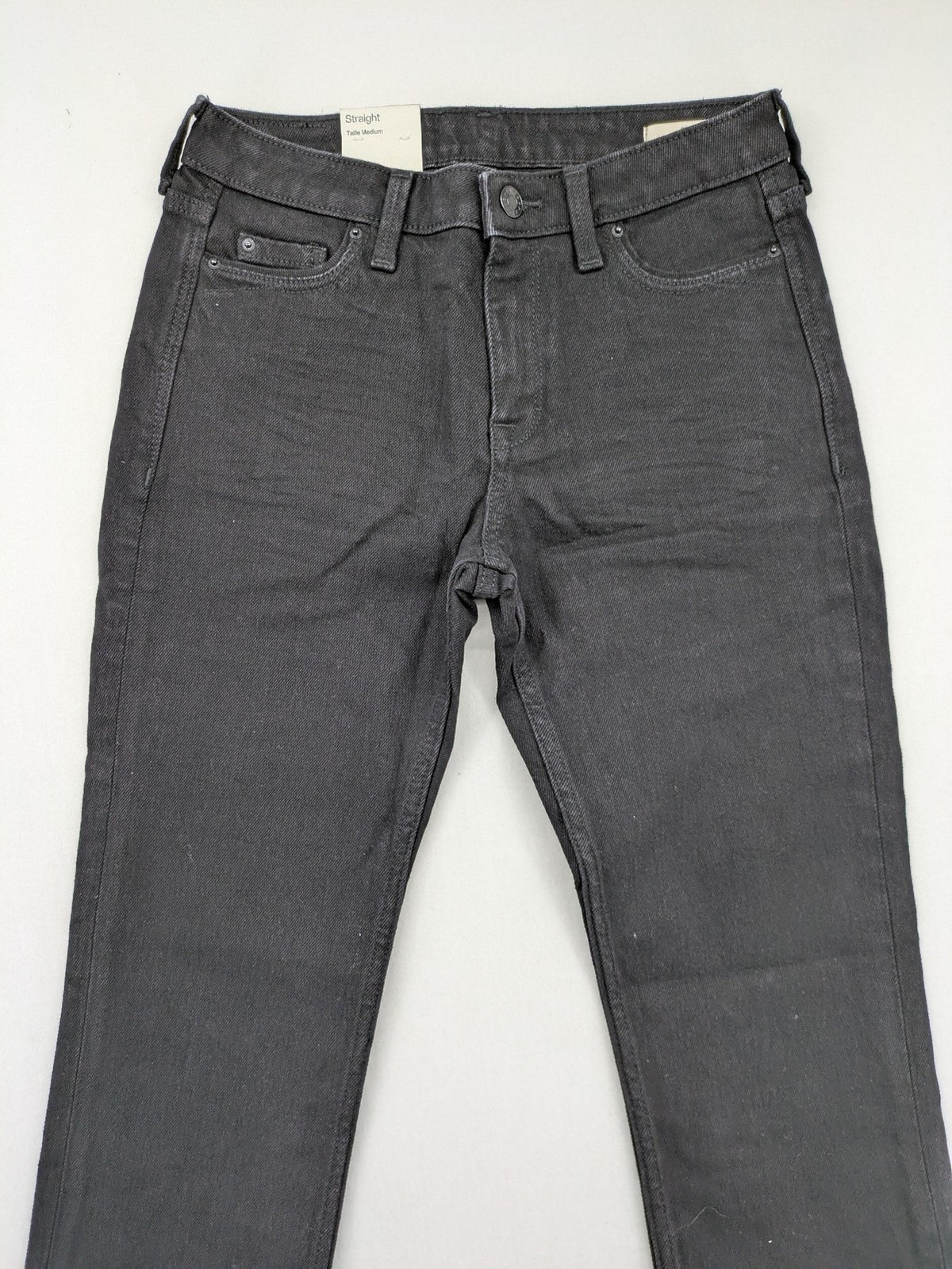 Esprit grey straight jeans with medium rise, classic denim style, zip and button closure.