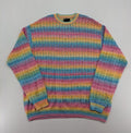 ASOS DESIGN multi turtle neck jumper rainbow striped open knit wool blend