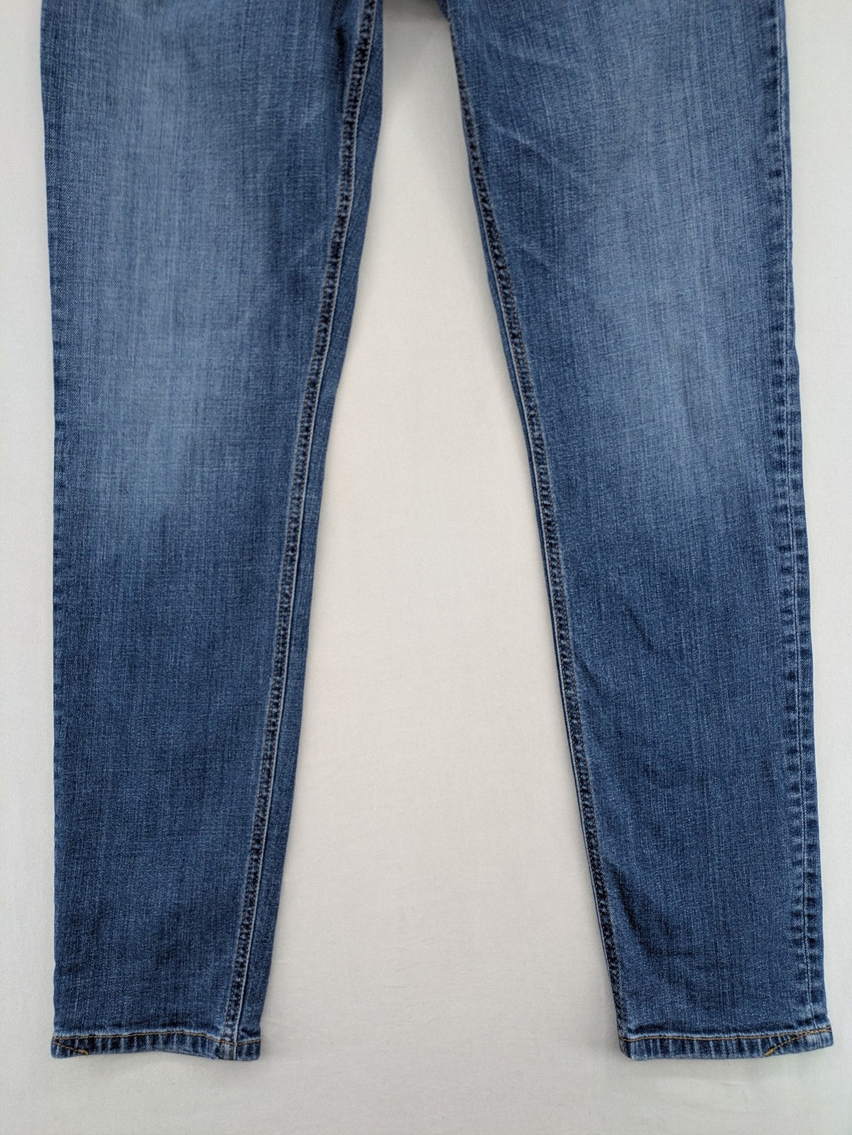 ALBERTO blue straight jeans with orange stitching, vintage denim, regular slim fit.