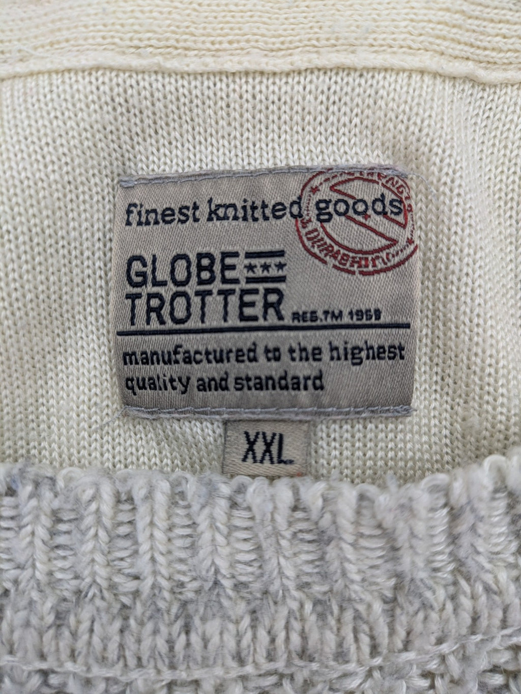 Globe-Trotter grey turtle neck jumper ribbed knit with raglan sleeves.