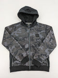 Everlast black grey camouflage jacket with full zip and attached hood.