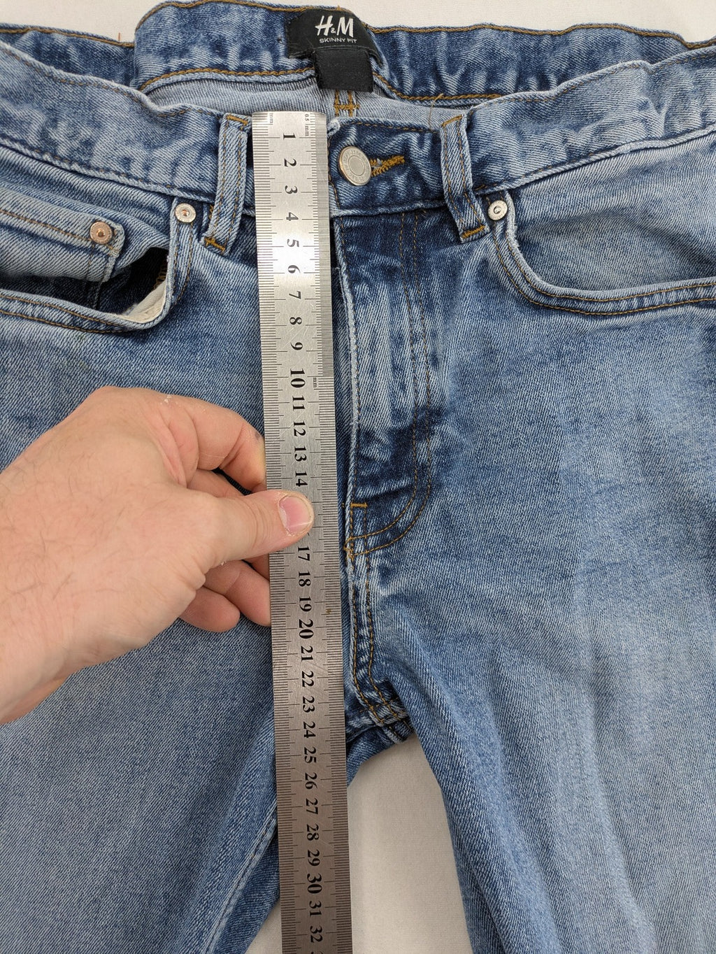 H&M blue skinny fit jeans classic 5-pocket design medium wash stretch denim