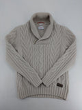 s.Oliver beige turtle neck jumper with cable knit pattern and toggle button detail