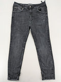 Zara slim fit jeans grey washed with distressed details and frayed hem.