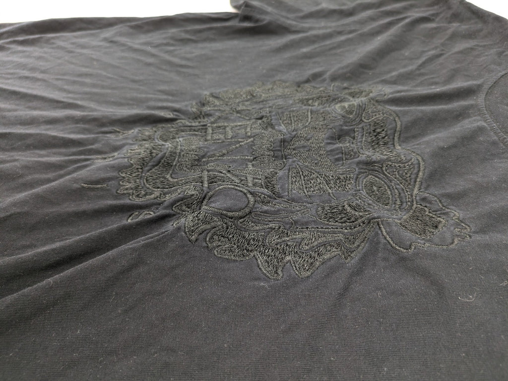 Kenzo grey t-shirt with embroidered tiger logo and "Paris" text in tonal black.