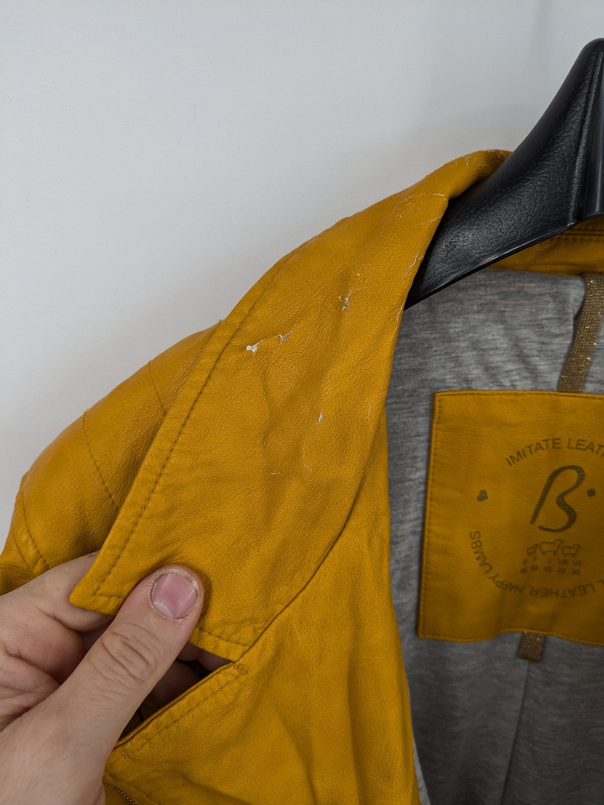 Moto yellow biker jacket asymmetrical zipper shoulder detailing soft faux leather