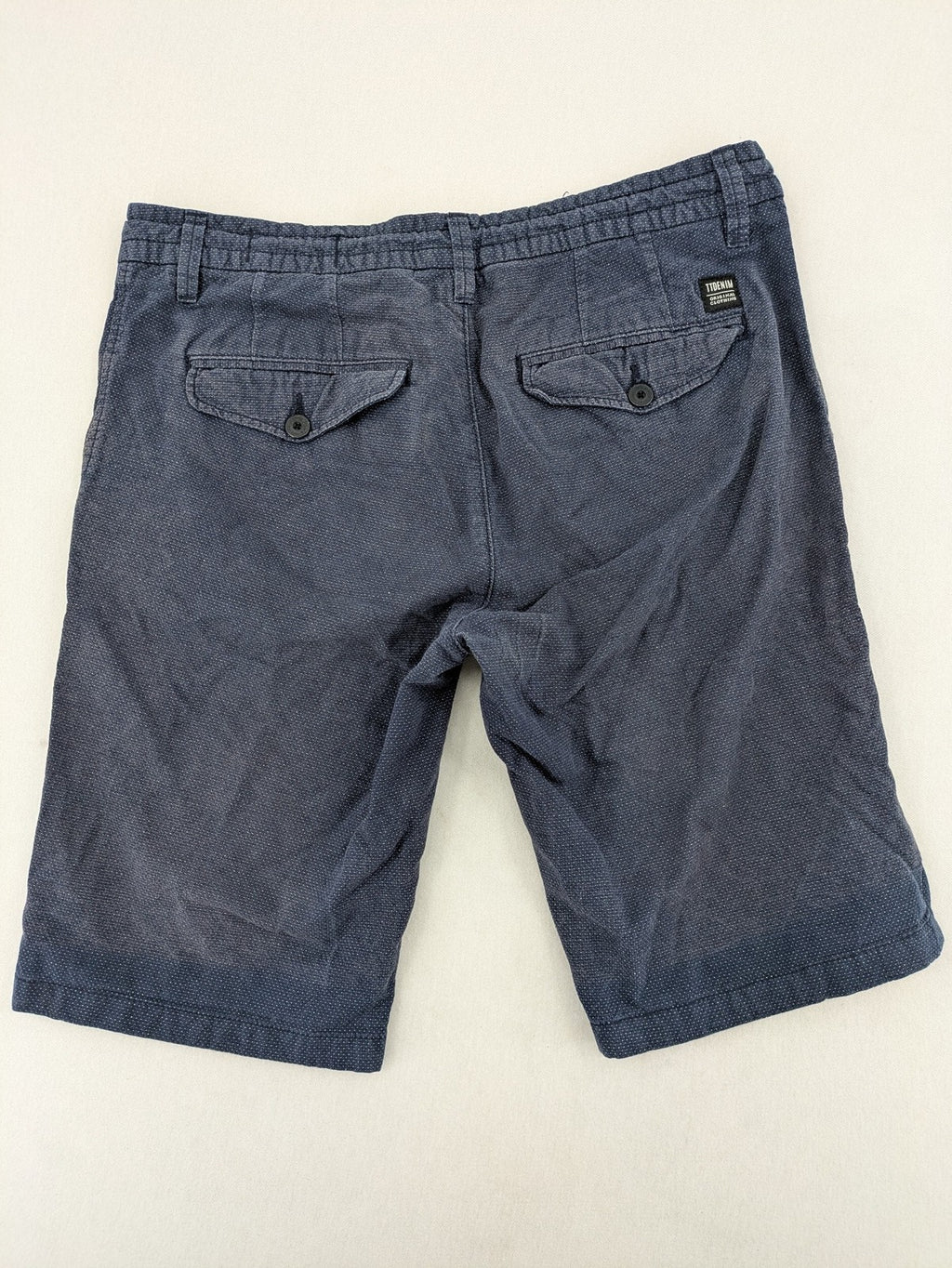 Tom Tailor Denim blue chino shorts slim fit adjustable drawstring cotton microdot pattern