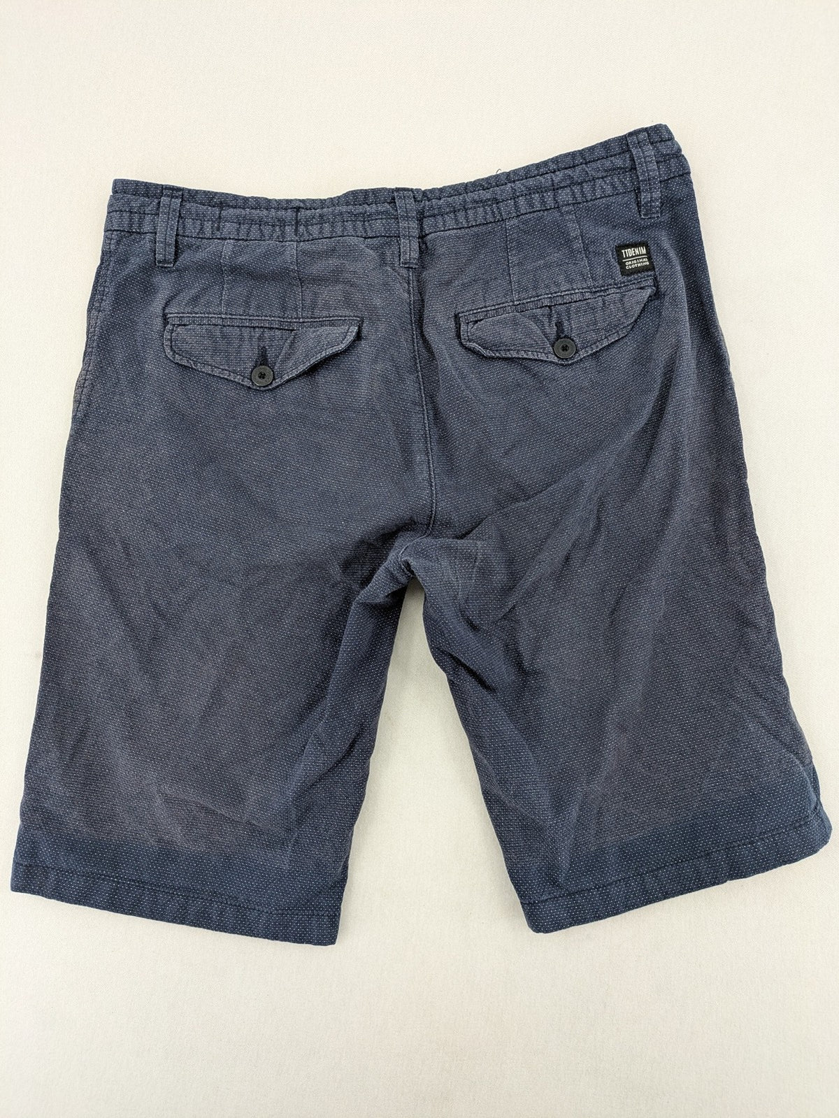 Tom Tailor Denim blue chino shorts slim fit adjustable drawstring cotton microdot pattern