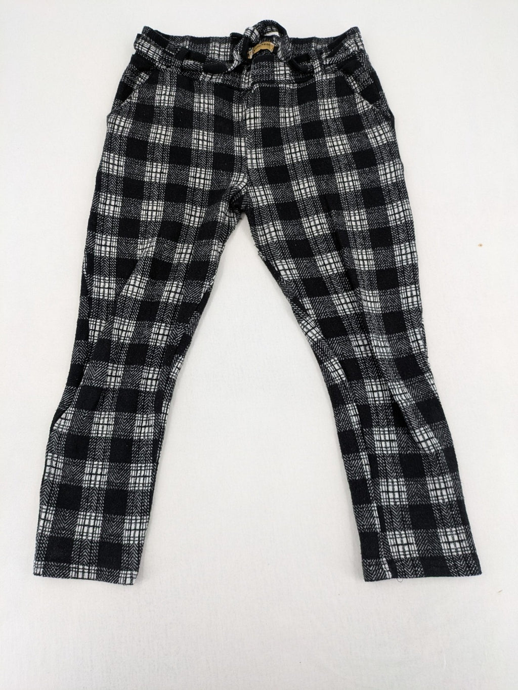 Frawoman loungewear black grey white checkered pants soft cotton adjustable drawstring waistband