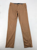 Nautical tan chino pants straight fit cotton blend with subtle anchor print lining.