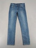 H&M blue skinny fit jeans, classic 5-pocket design, super stretch material.