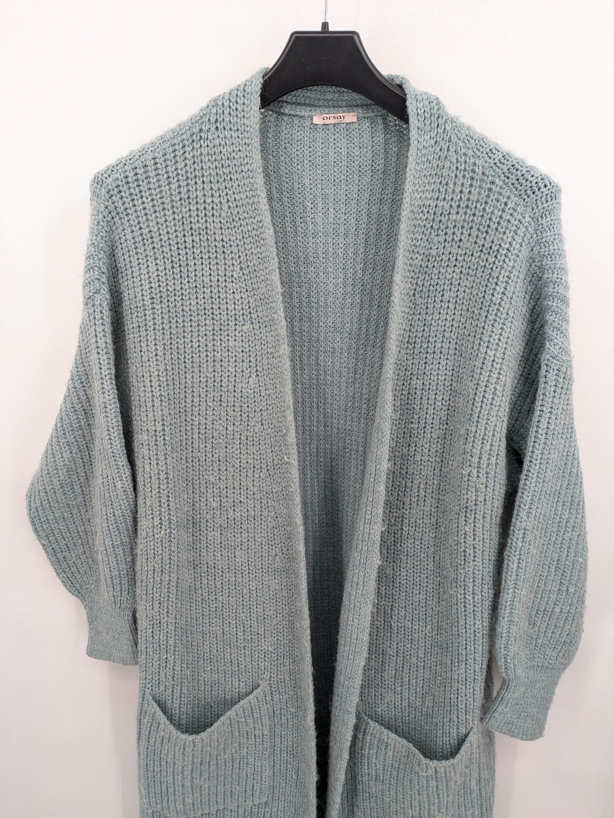 Orsay grey turtle neck jumper open front longline chunky knit with pockets.