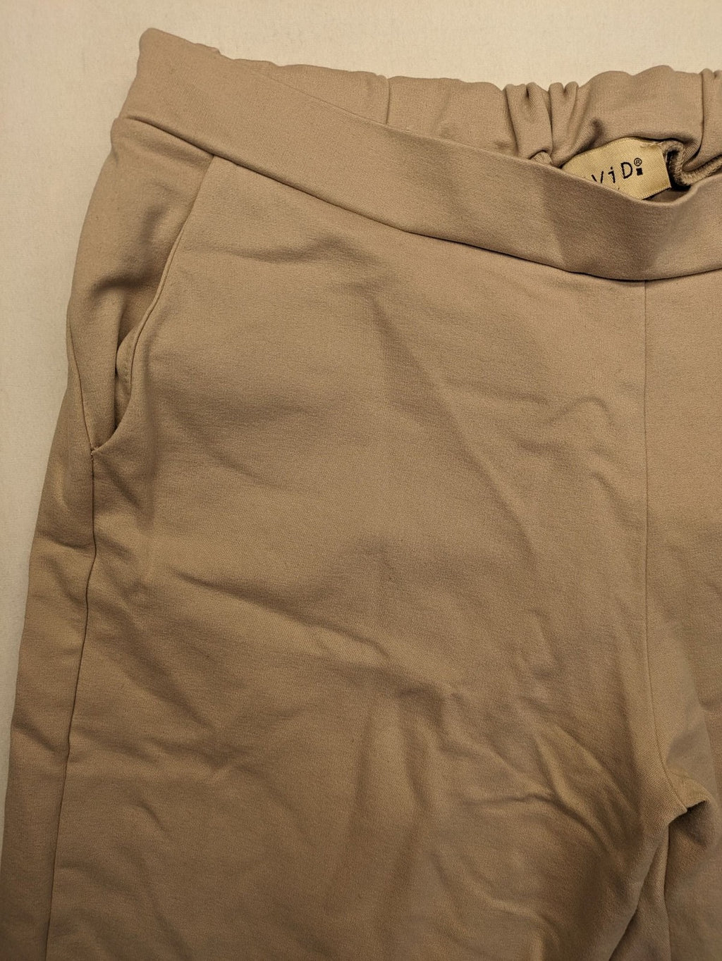 ESViViD beige culotte pants wide leg pull-on design with elastic waistband and side pockets