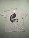 elvis presley band t-shirt grey featuring black graphic silhouette of Elvis with pompadour and sunglasses