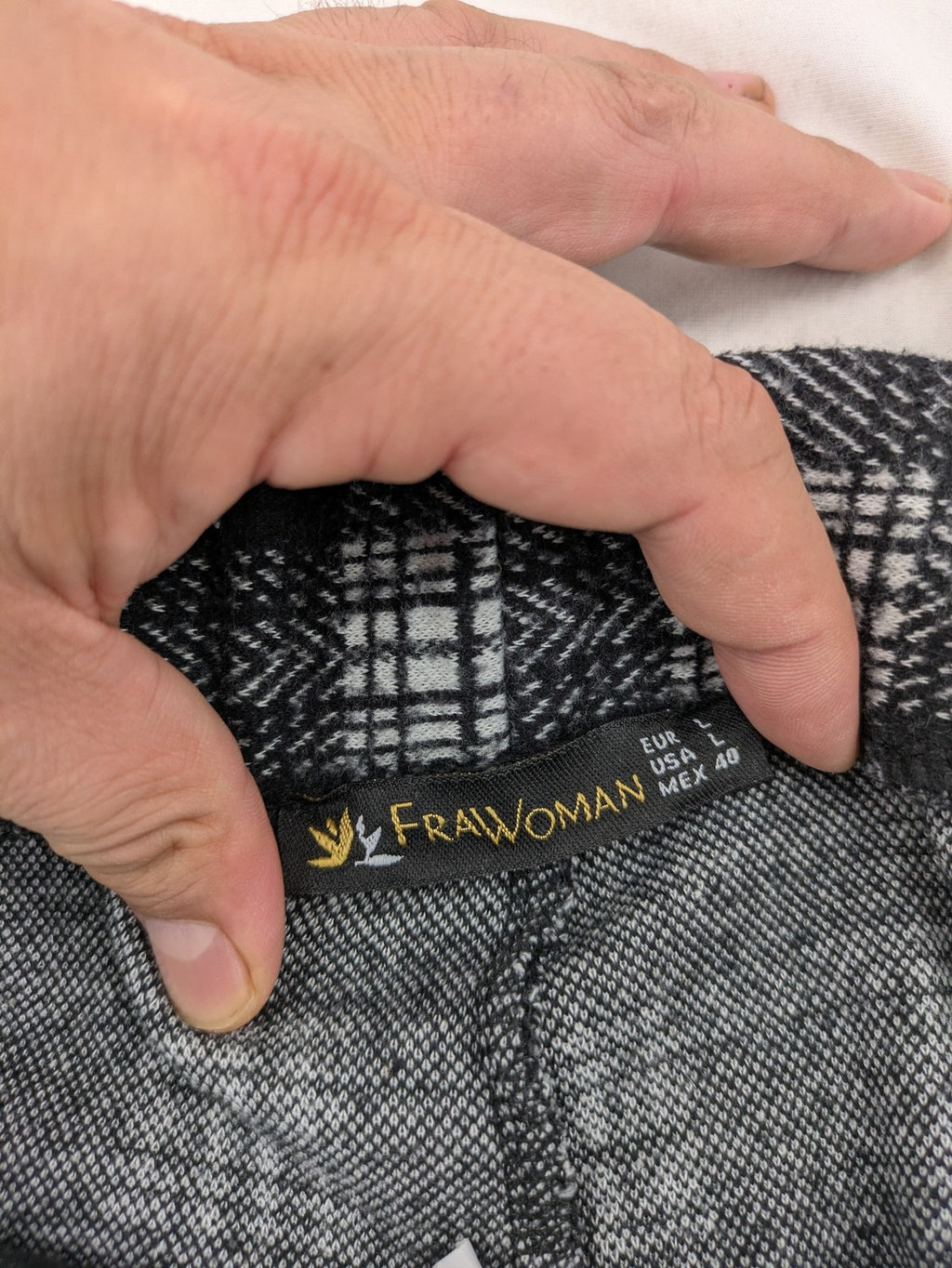 Frawoman loungewear black grey white checkered pants soft cotton adjustable drawstring waistband