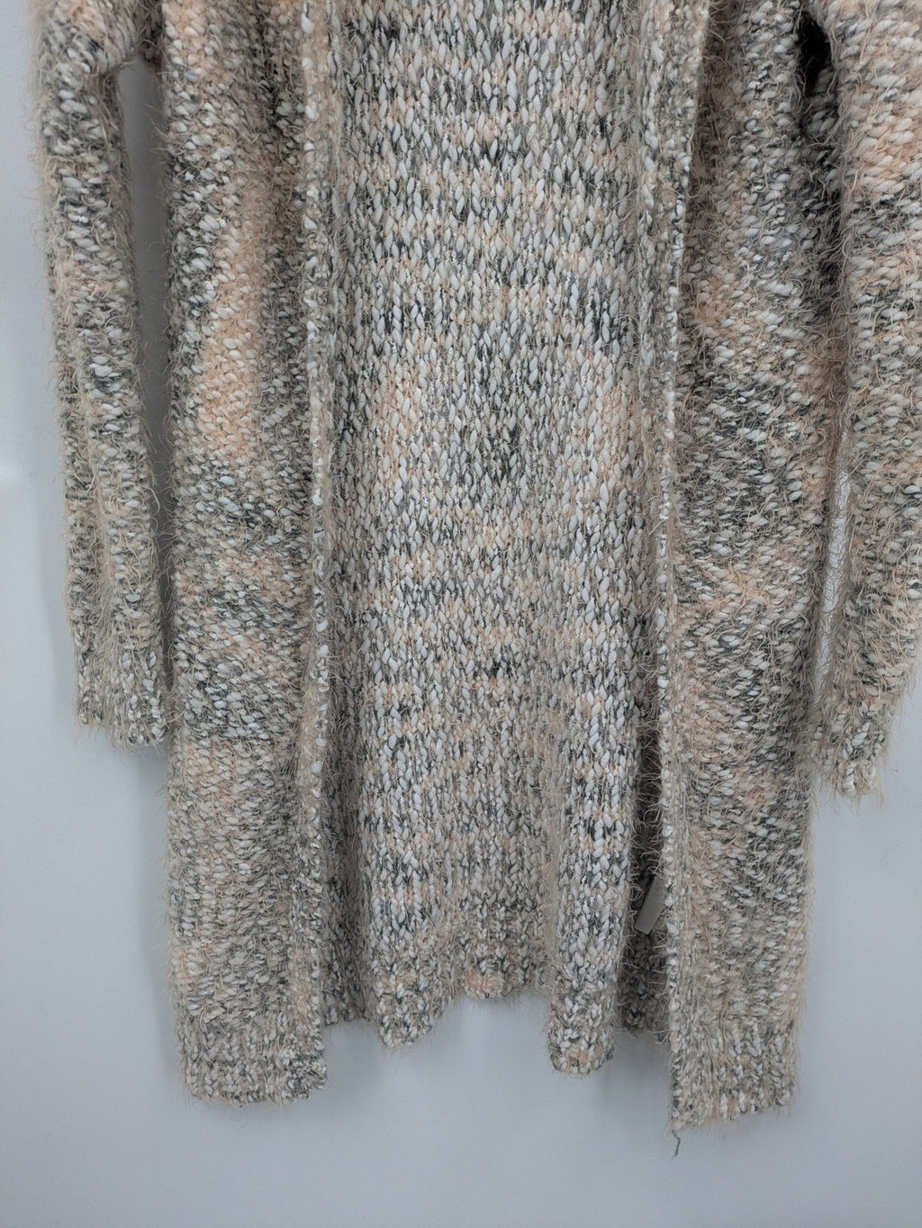 9th Avenue pink cardigan open front soft knit with multicolored pattern