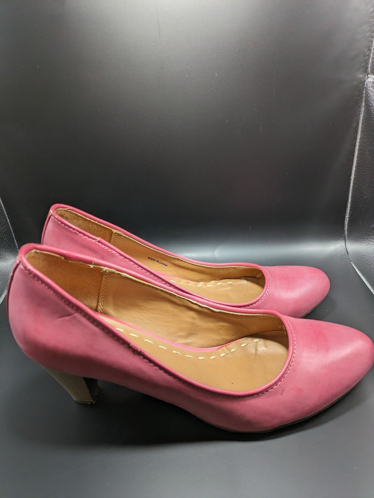 AF cream pumps block heel round toe elegant design