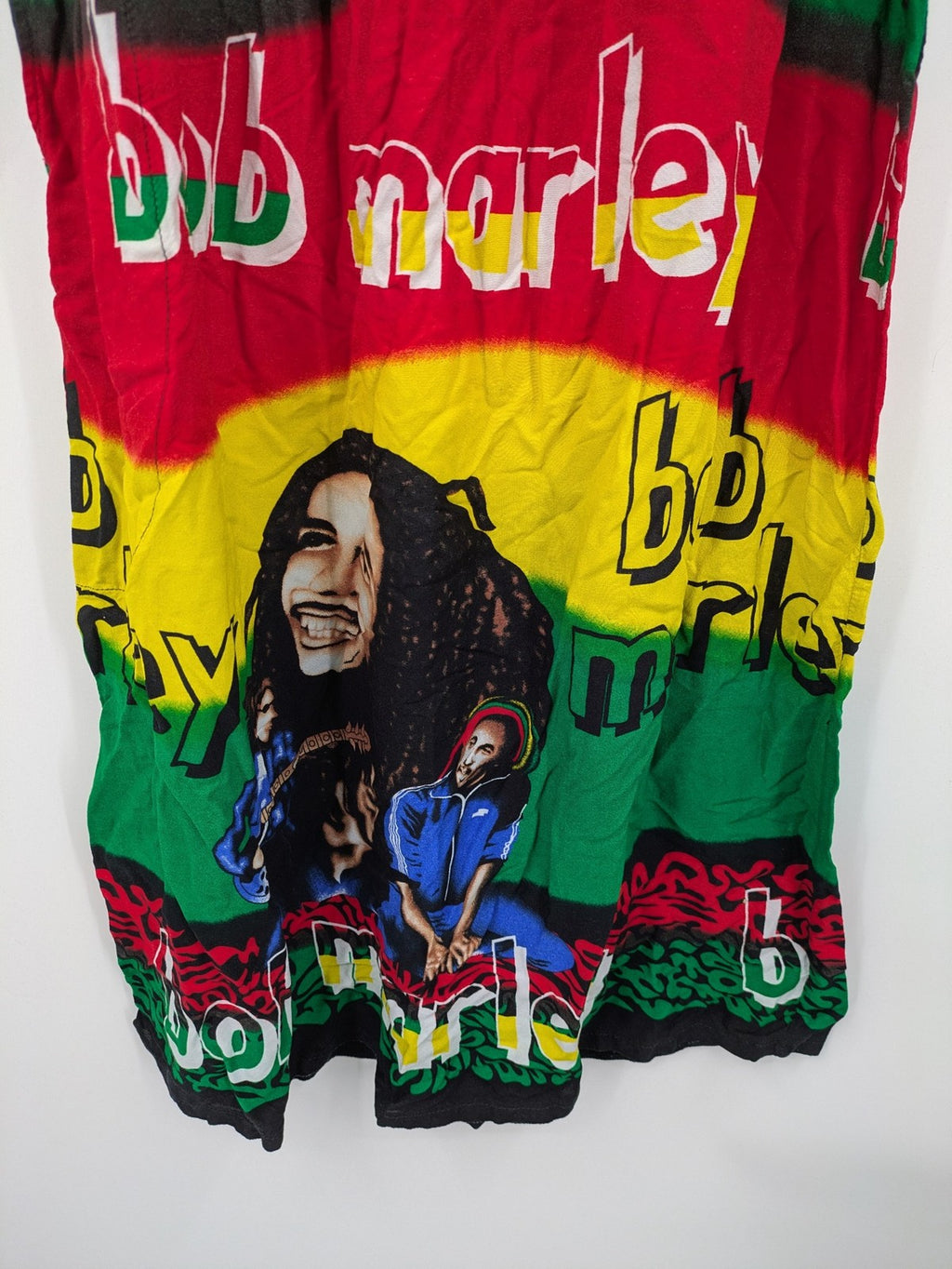Bob Marley multi dress all-over print Rasta colors iconic graphics lightweight viscose