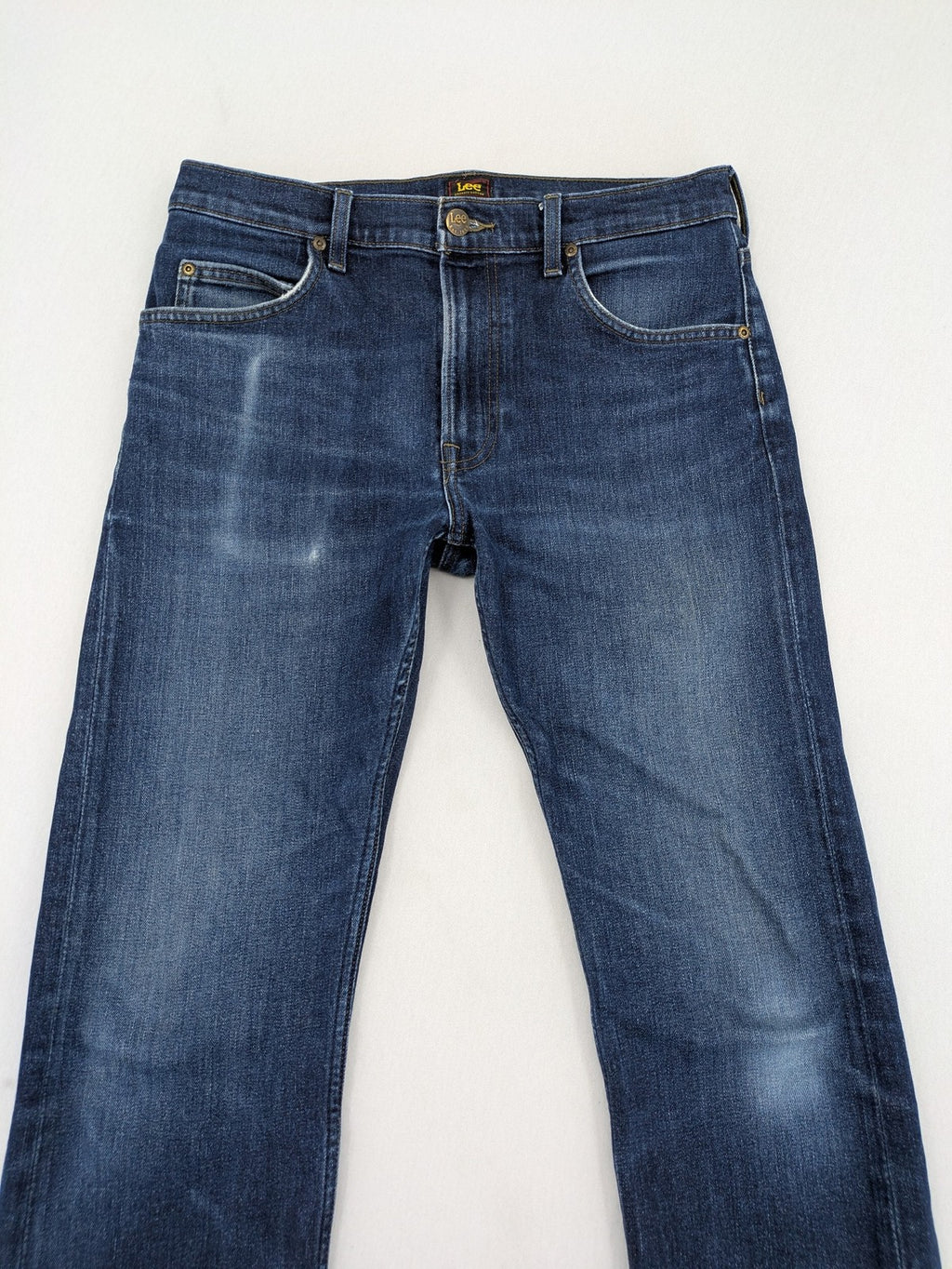 Lee straight jeans blue stretch denim classic 5-pocket design with natural fading