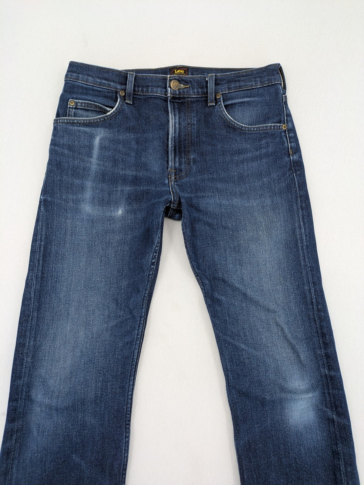 Lee straight jeans blue stretch denim classic 5-pocket design with natural fading