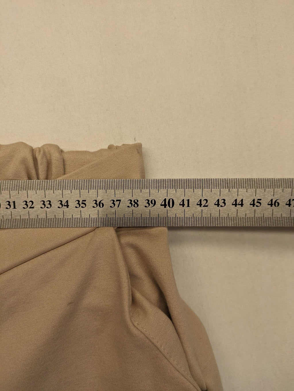 ESViViD beige culotte pants wide leg pull-on design with elastic waistband and side pockets