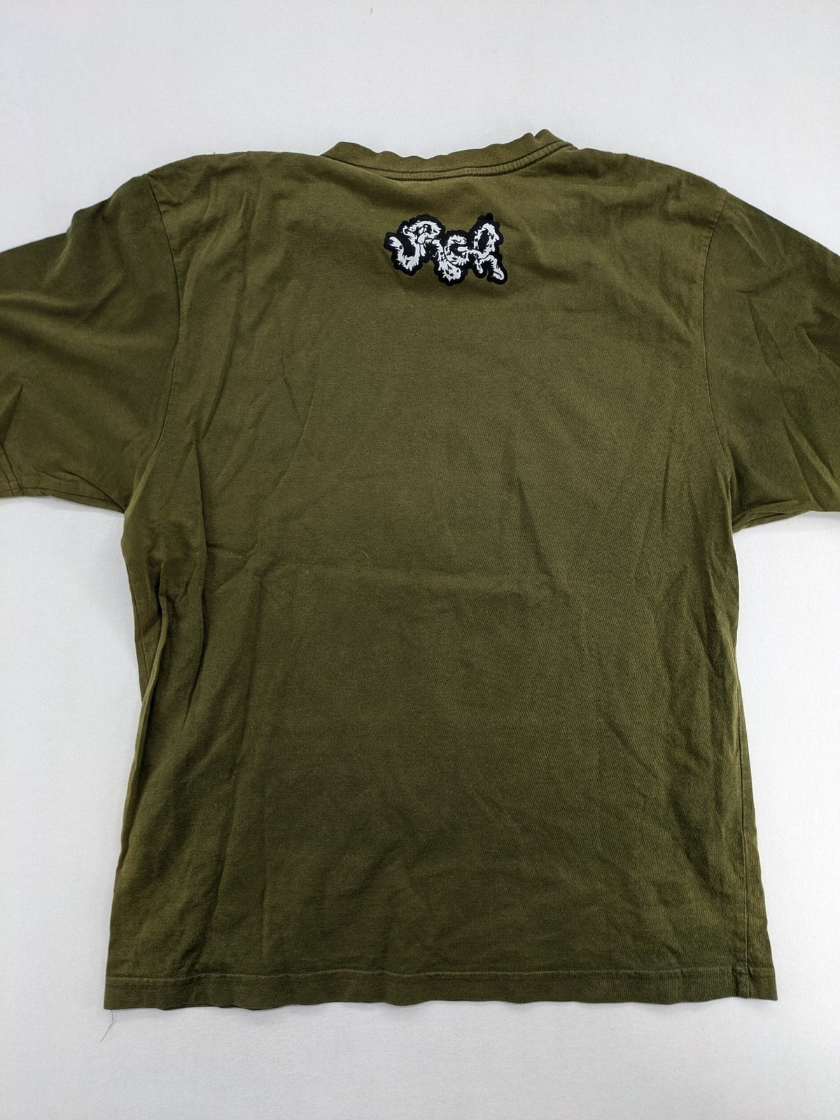 Urgh graphic t-shirt olive green large cactus print front, small logo detail back.