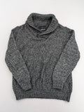 Jean Pascale grey turtle neck jumper with shawl collar and ribbed details.