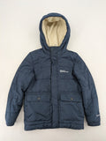 Jack Wolfskin cream and navy puffer coat with quilted design and Sherpa fleece lining.