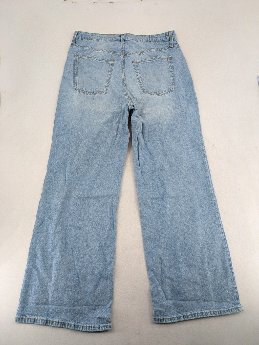 C&A blue wide leg jeans, classic five-pocket design, high rise denim, size EUR 44.