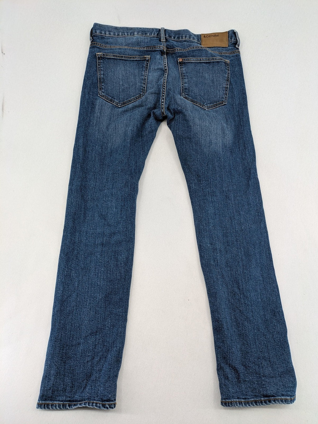 H&M blue slim fit jeans low waist 5-pocket style button fly stretch denim
